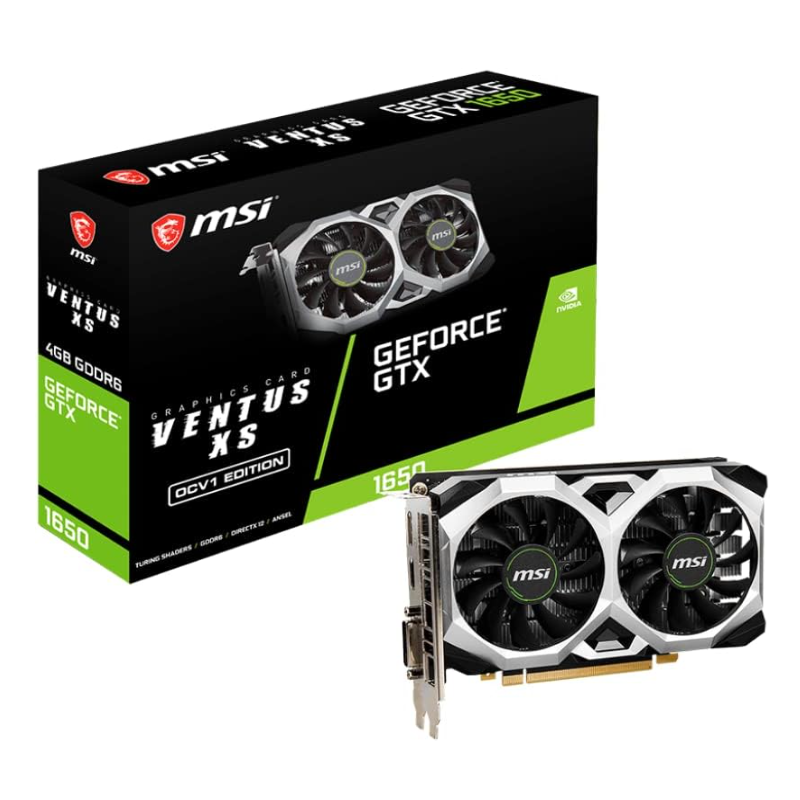 Msi Geforce Gtx 1650 D6 VentUS XS Ocv1 4Gb Gddr6 128 Bit Pci Express X16 3.0 Gaming Graphic Card